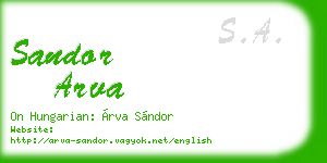 sandor arva business card