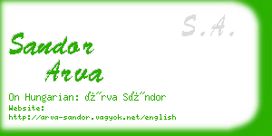 sandor arva business card